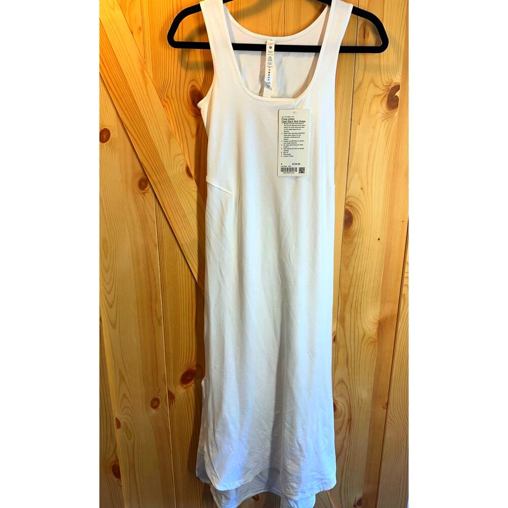 NWT Lululemon Pima Cotton Open-Back Midi Dress White - Size 2